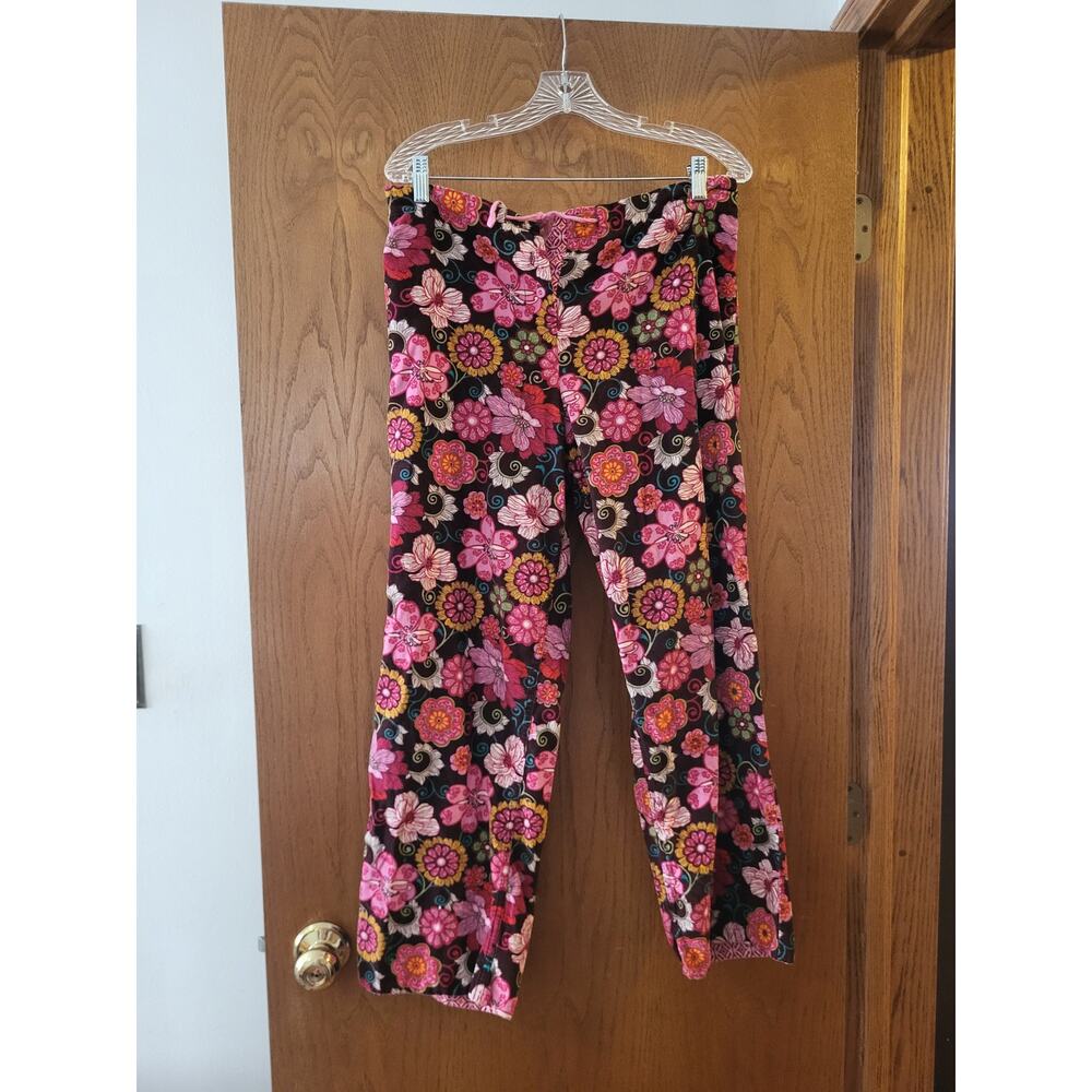 Vera Bradley Coordoroy Texture Cotton Pattern Pant Tie Button Closure M READ